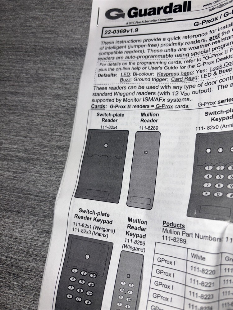 Guardall Switch Plate Reader SP2N New