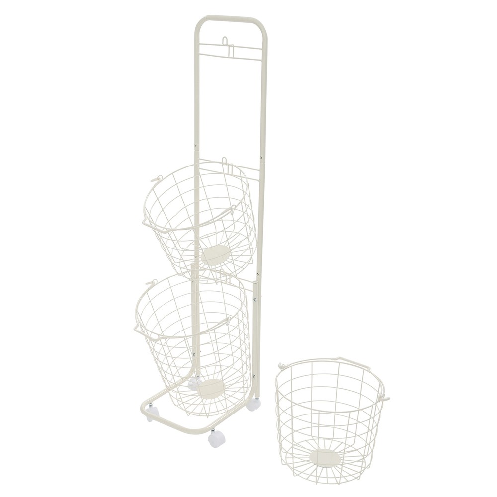 3 Tier Plastic Wheeled Laundry Hamper Rolling Clothes Storage Basket Garbage Bin