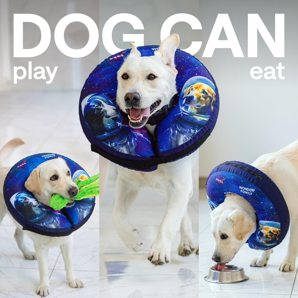 Soft Inflatable Dog Cone for After Surgery – Comfortable Donut E-Collar Al