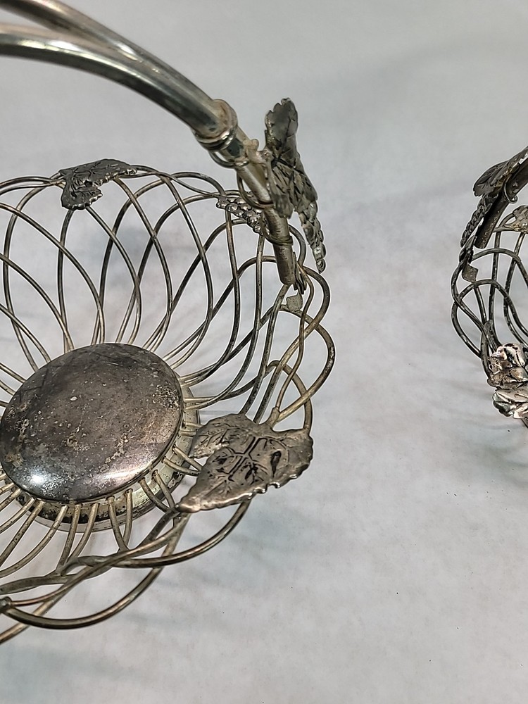 Vintage Grapevine Godinger Silver Art Co Vine Metal Baskets Swinging Handle