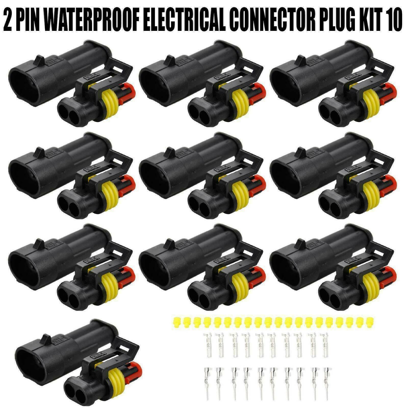 20X Car Waterproof Electrical Wire Cable Connector Male Female 2Pin Way Plug Kit