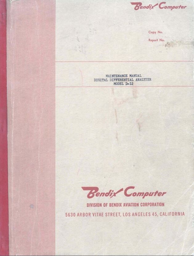 Bendix D-12 Digital Differential Analyzer Maint. Manual PDF Copy 4G USB Stick