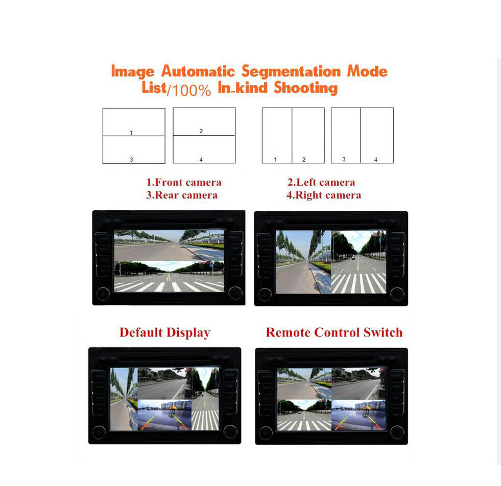 US Car 4 Way Parking Camera Split-Screen Converter Kits Video View 4Image Switch
