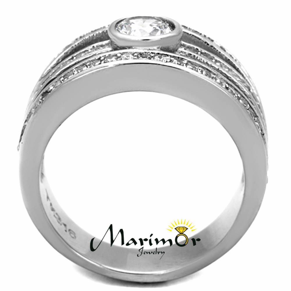 .665 Ct Cubic Zirconia Stainless Steel 316L Anniversary Fashion Ring Sizes 5-10