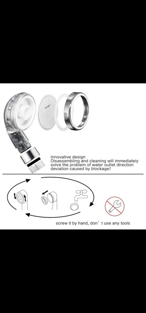 NOSAME Shower Head, Filter Filtration High Pressure Water Saving 3 Mode Function