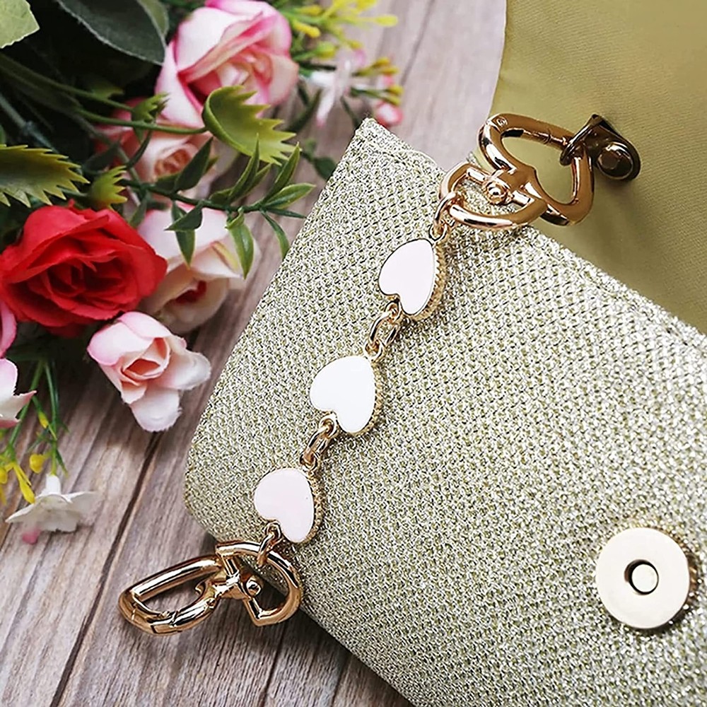 White Heart Purse Chain Extender Bag Strap Extension Accessory