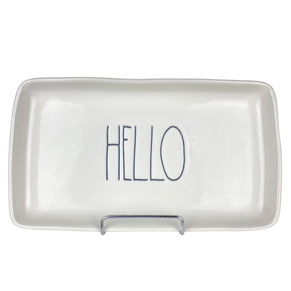Rae Dunn Artisan Collection "Hello" Ceramic Rectangular Tray 10" X 5" White