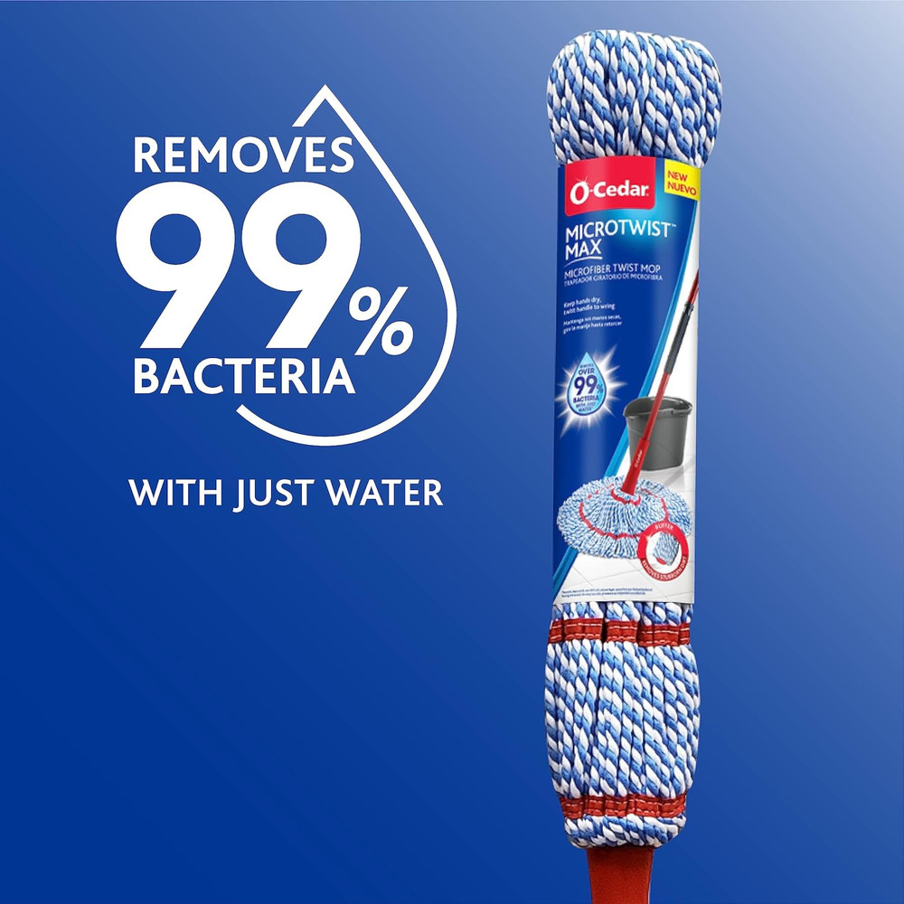 O-Cedar Microtwist MAX Microfiber Twist Mop with 1 Extra Refill | Features Hands