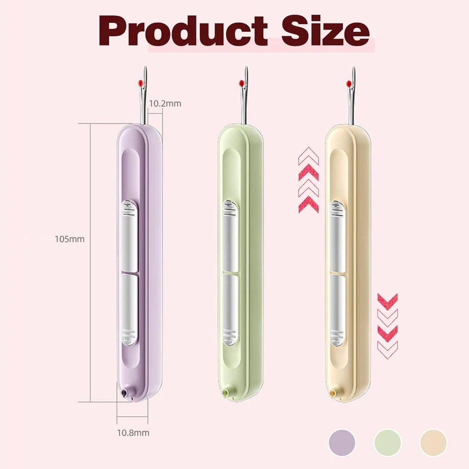 3 Pack Needle Threader, 2025 Upgraded Plug-in 2 in 1 Threader Seam...