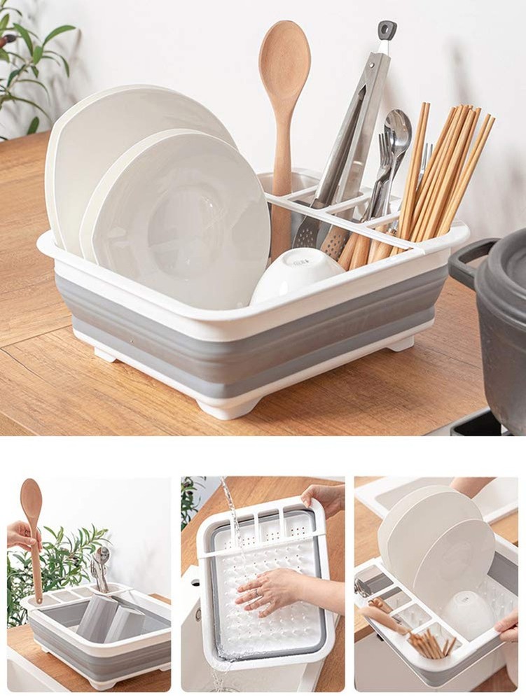 Collapsible Dish Drying Rack Portable Dish Drainer Dinnerware Organizer for K...