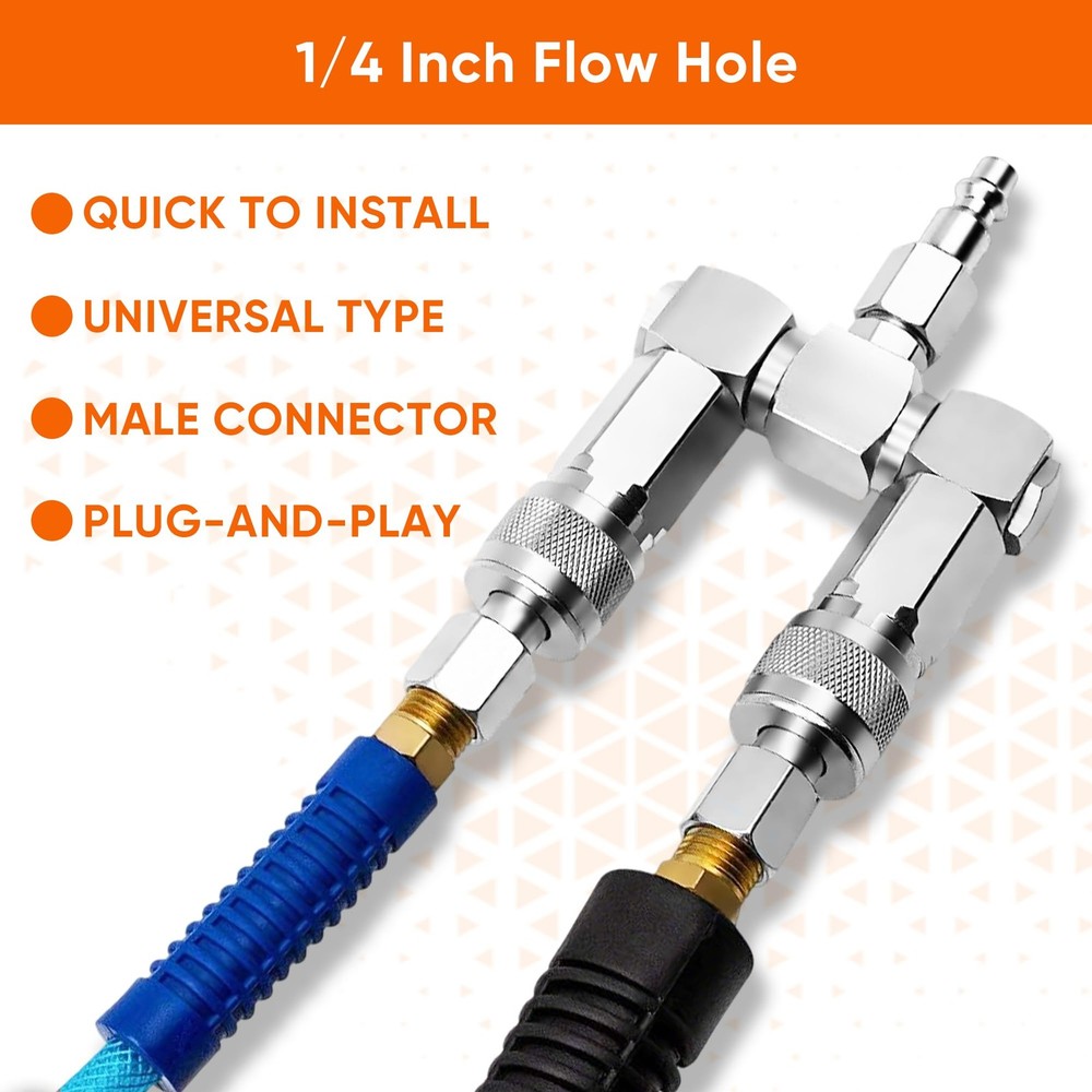 FIXSMITH Air Hose Connector- 2 Way Splitter,1/4 In 1 Pack, Silver