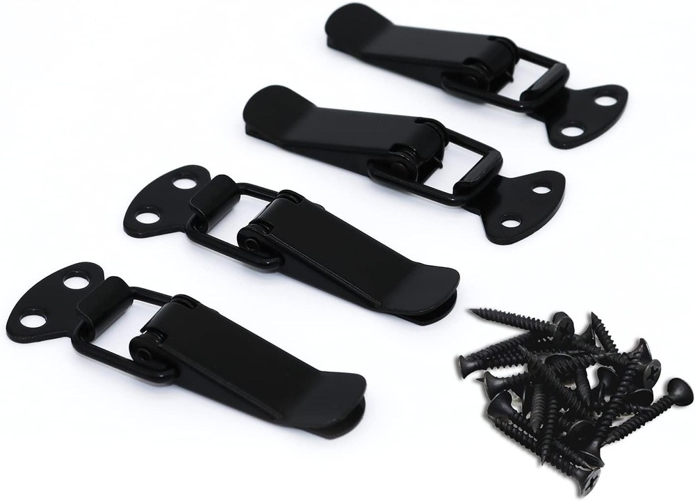 Black Toggle Latch, Steel Spring Loaded Catch Hasp