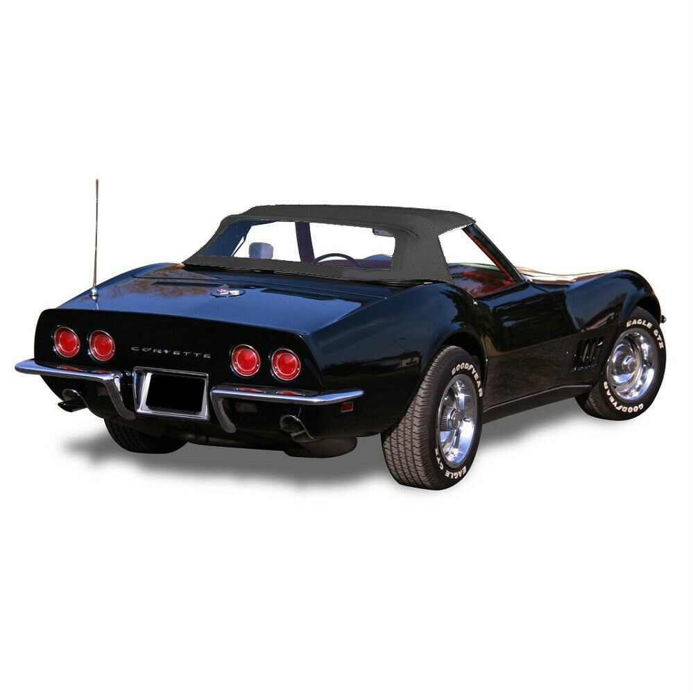 Chevy Corvette 1968-75 Convertible Soft Top With Plastic Window Black CANVAS