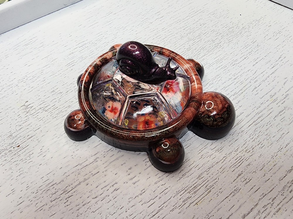 Handmade Turtle Trinket Box Made From Epoxy Resin