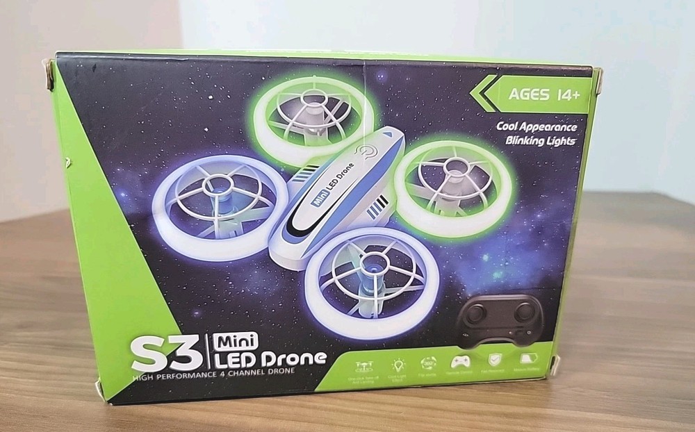 S3 LED Mini Drone RC Quadcopter w/ remote Tested