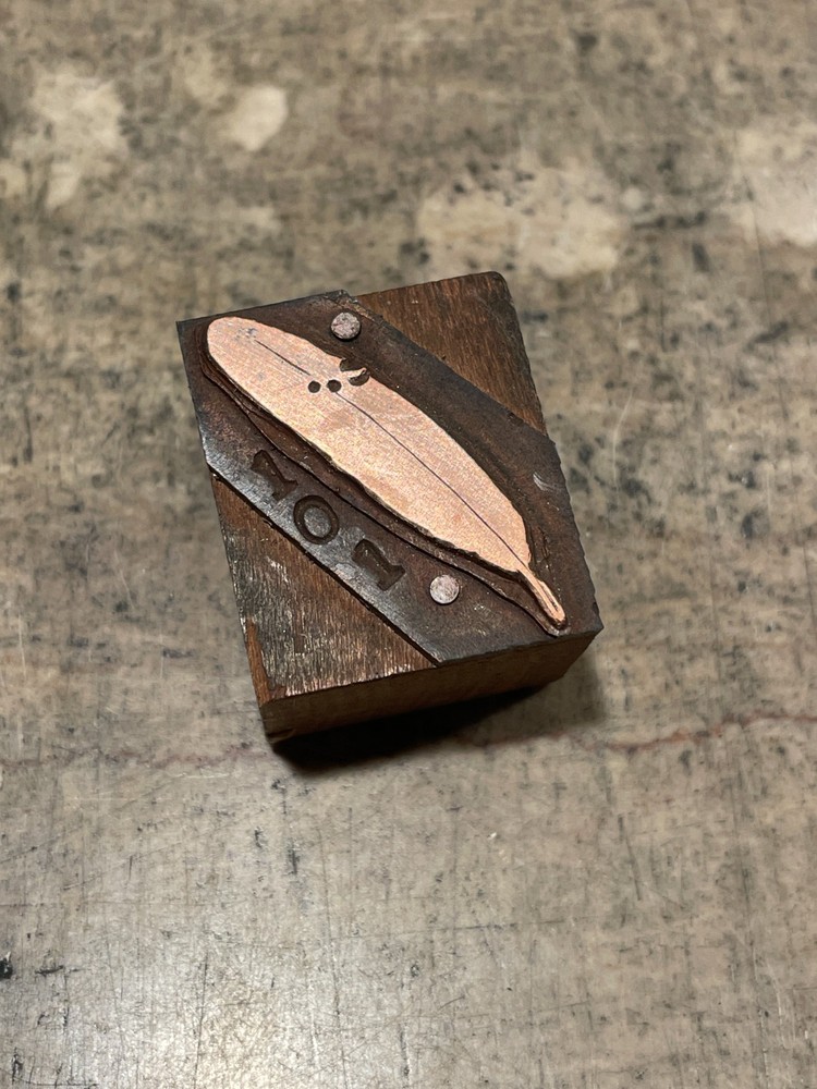 Printing Letterpress Printers Block Small Copper Feather (1374)