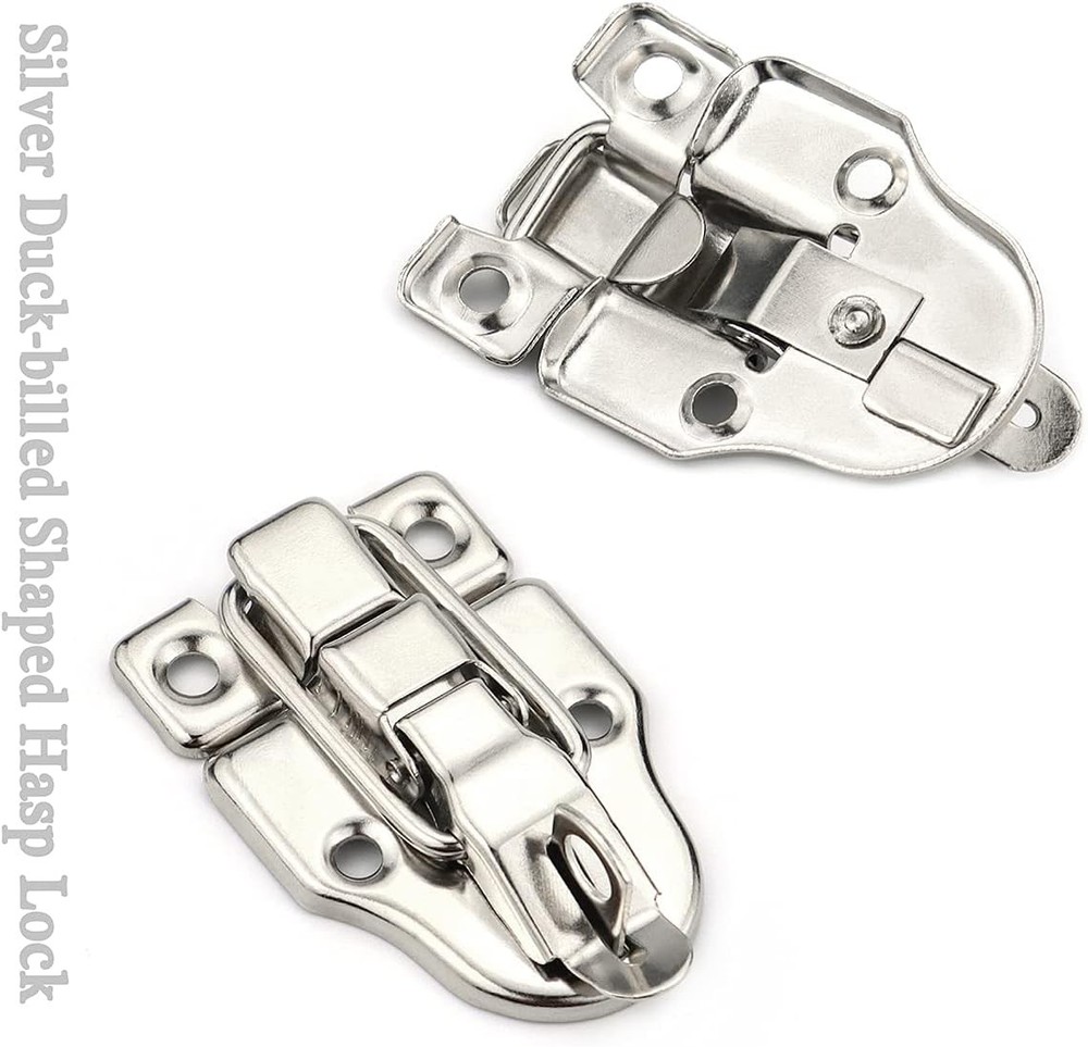 10 Pack Metal Duck-Billed Box Hasp Lock Toggle Latch Catch, Silver
