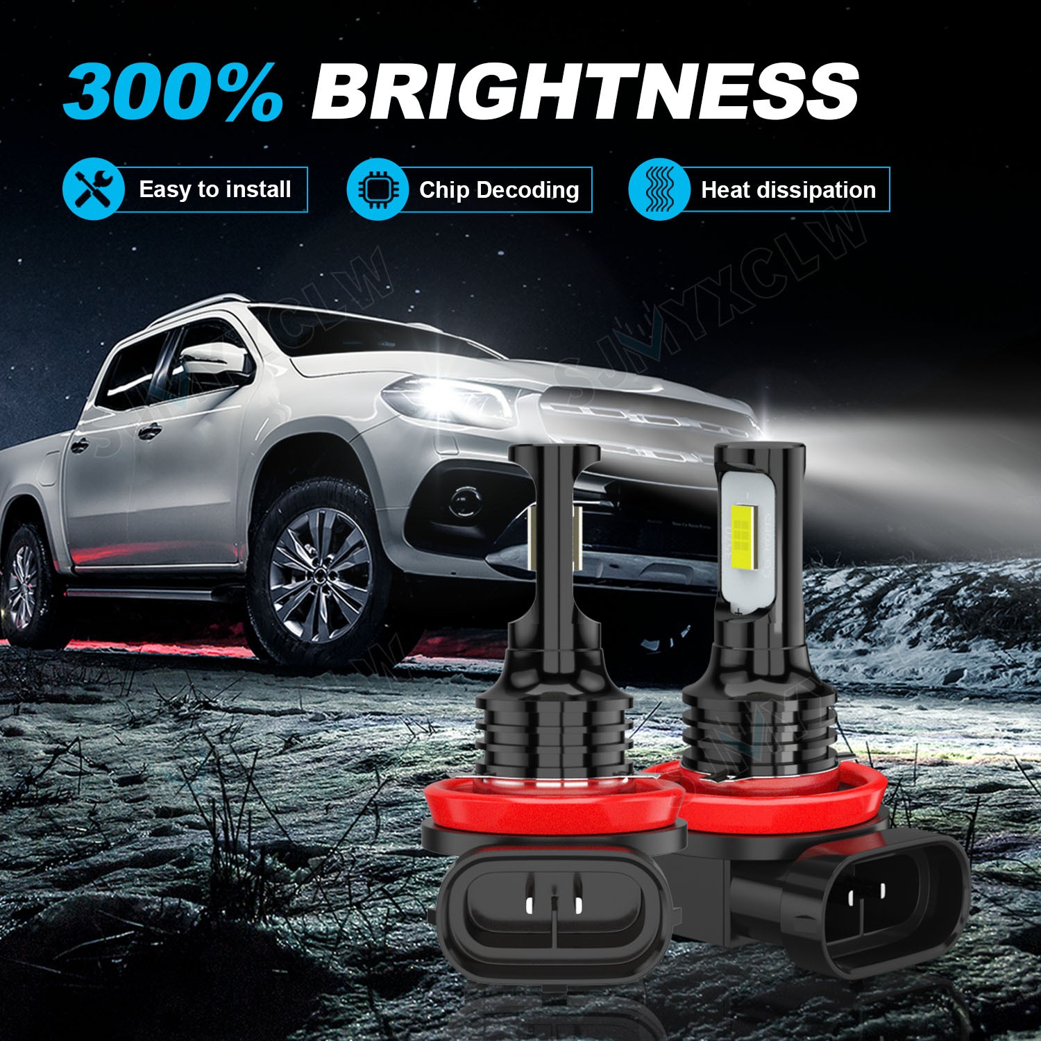 H11 H9 LED Headlight Super Bright Bulbs Kit 8000K White 330000LM High/Low Beam