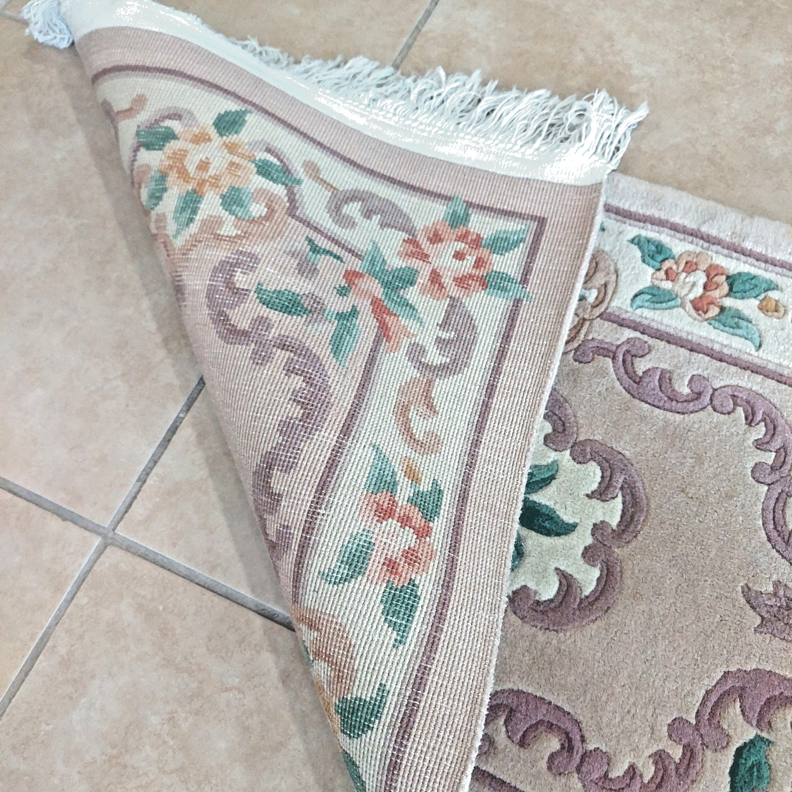 2'3 x 3'6 Chinese Aubusson Medallion Oriental Rug Floor Runner Hand-knotted Wool