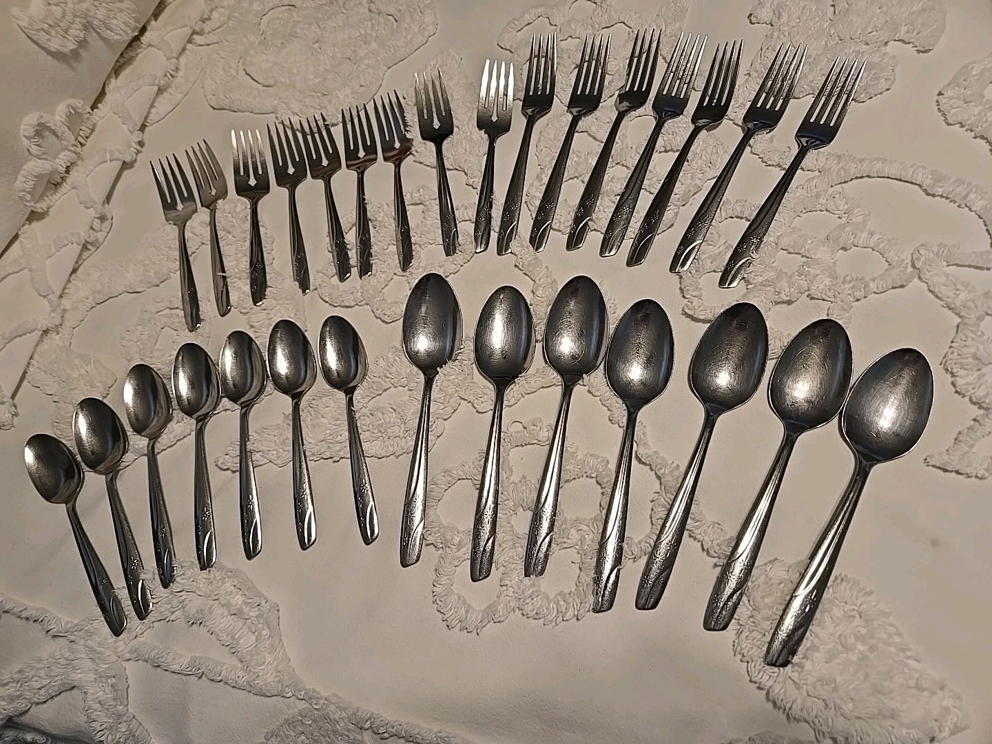 THOR STAINLESS U.S.A FLATWARE LOT STARS SPACE AGE ATOMIC 30 Pieces Rare