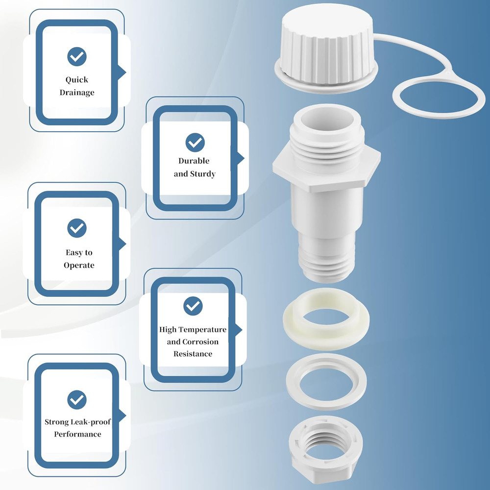 Threaded Drain Plug with Plastic Tethered Cap for Cooler,Compatible with Iglo...