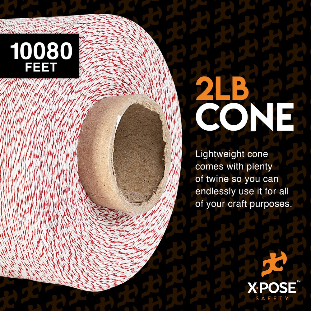 Baker’s Twine, 2 Pound Cone – 4 Ply Red and White String