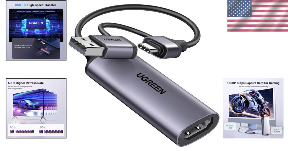 Portable USB C Capture Card for Streaming - Compatible with PS5, Xbox, Switch