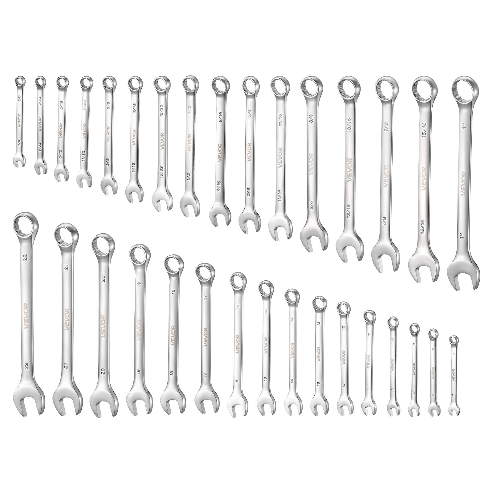 VEVOR Combination Wrench Set Box End Open End Combination Wrenches 32-Piece