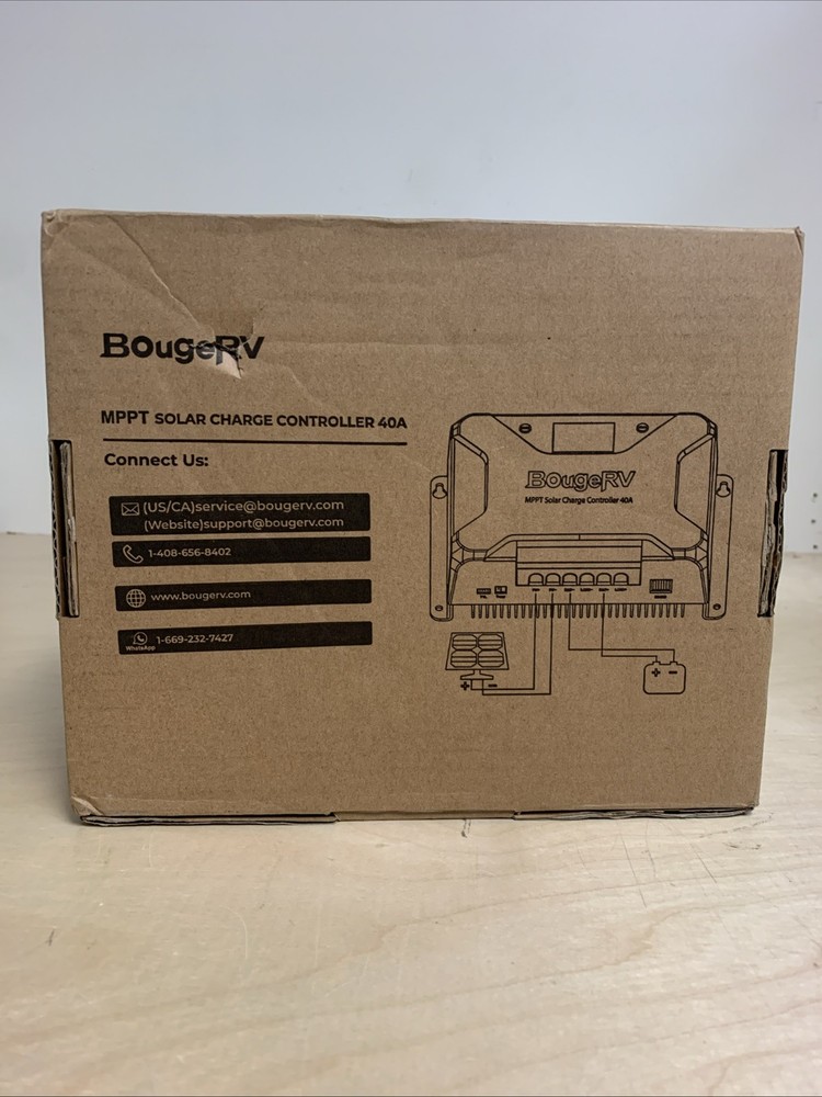 BougeRV 40A MPPT Solar Charge Controller APP Control LCD 12V/24V Battery