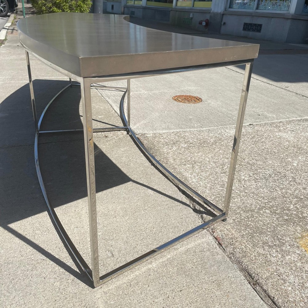 Classic Curved Sofa Table in Grey by Thayer Coggin Designed by Milo Baughman