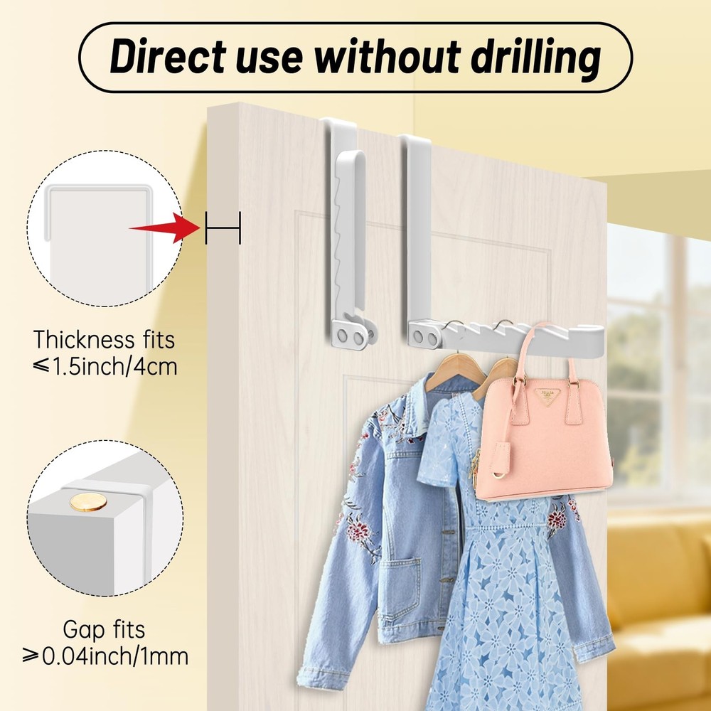 2 Pack Over The Door Drying Rack,Foldable Clothes Hanger Hook Organizer,Space...