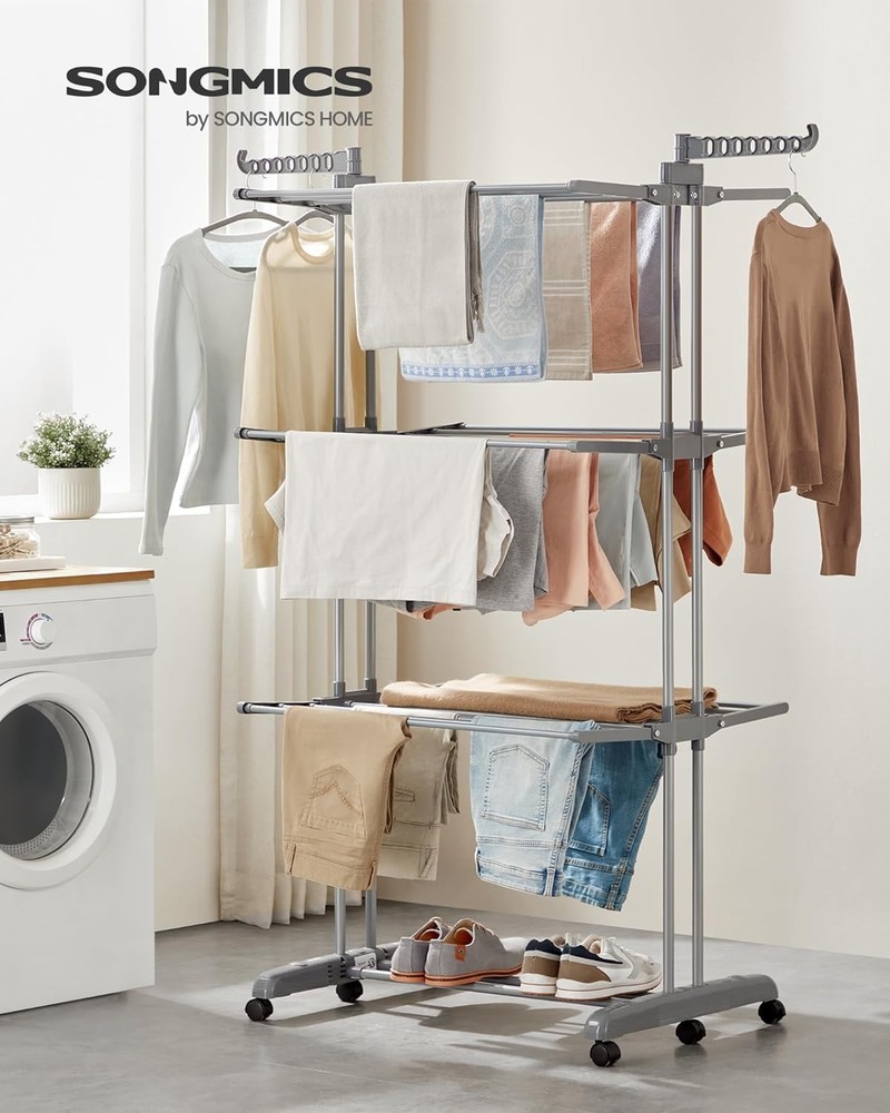 4 Tier Drying Rack, Foldable Drying Rack, Rolling Clothes Rack, Drying Racks