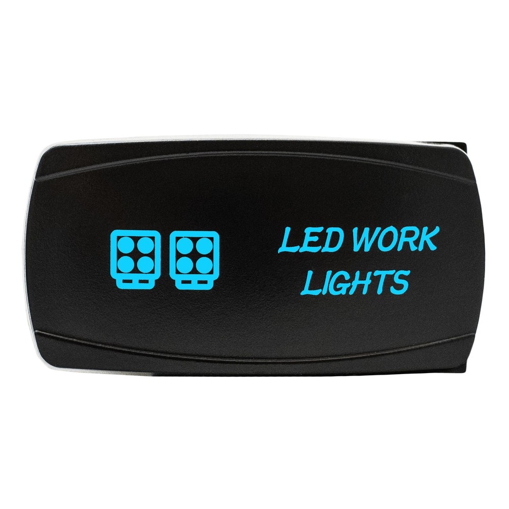 BLUE Dual LED Back-lit Rocker Switch Laser Etched 20A LED WORK LIGHTS Horizontal