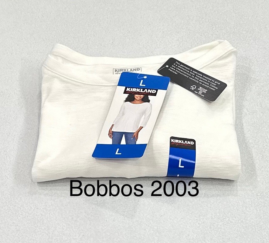 Kirkland Signature Women's 3/4 Sleeve Boatneck Slub Tee, White, Size L