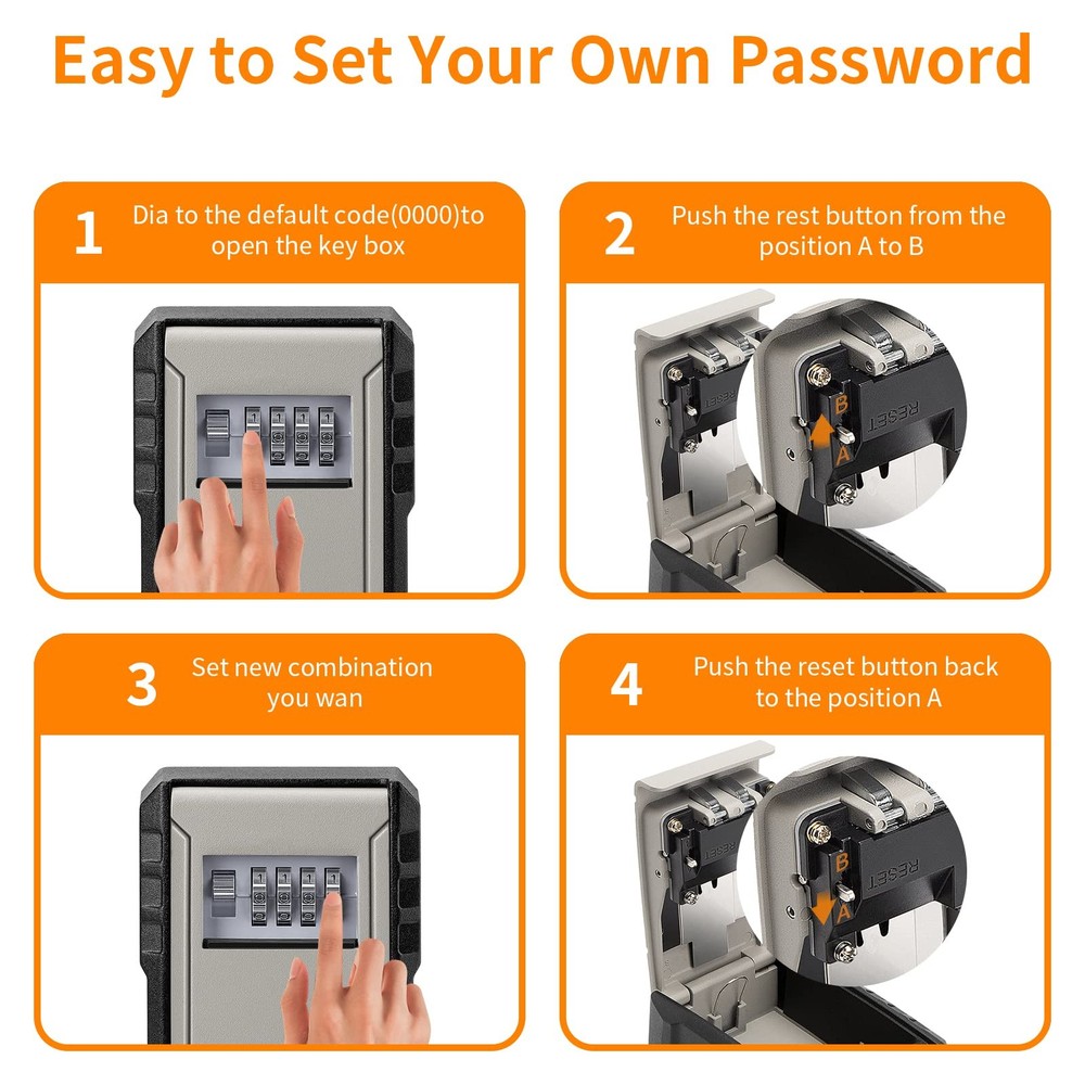 UPGRADE Extra Large Capacity Key Lock Box, Weatherproof Wall Mount Key Box fo...