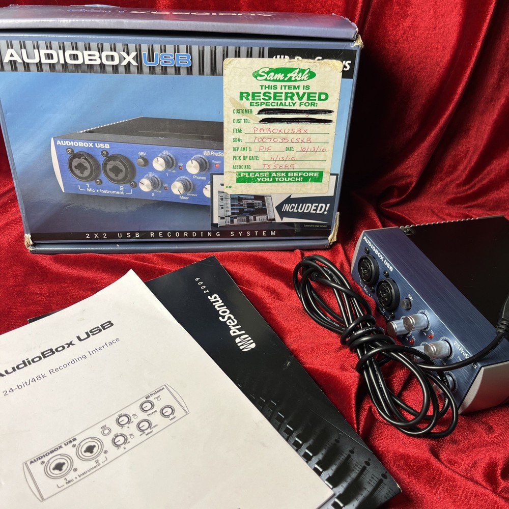 PreSonus AUDIOBOX USB 2x2 Channel 48k/24bit Audio Interface w/Manuals Software