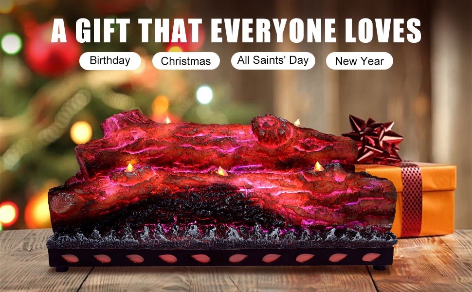 USB-Powered LED Electric Fireplace Logs with Remote Control - Realistic Decor