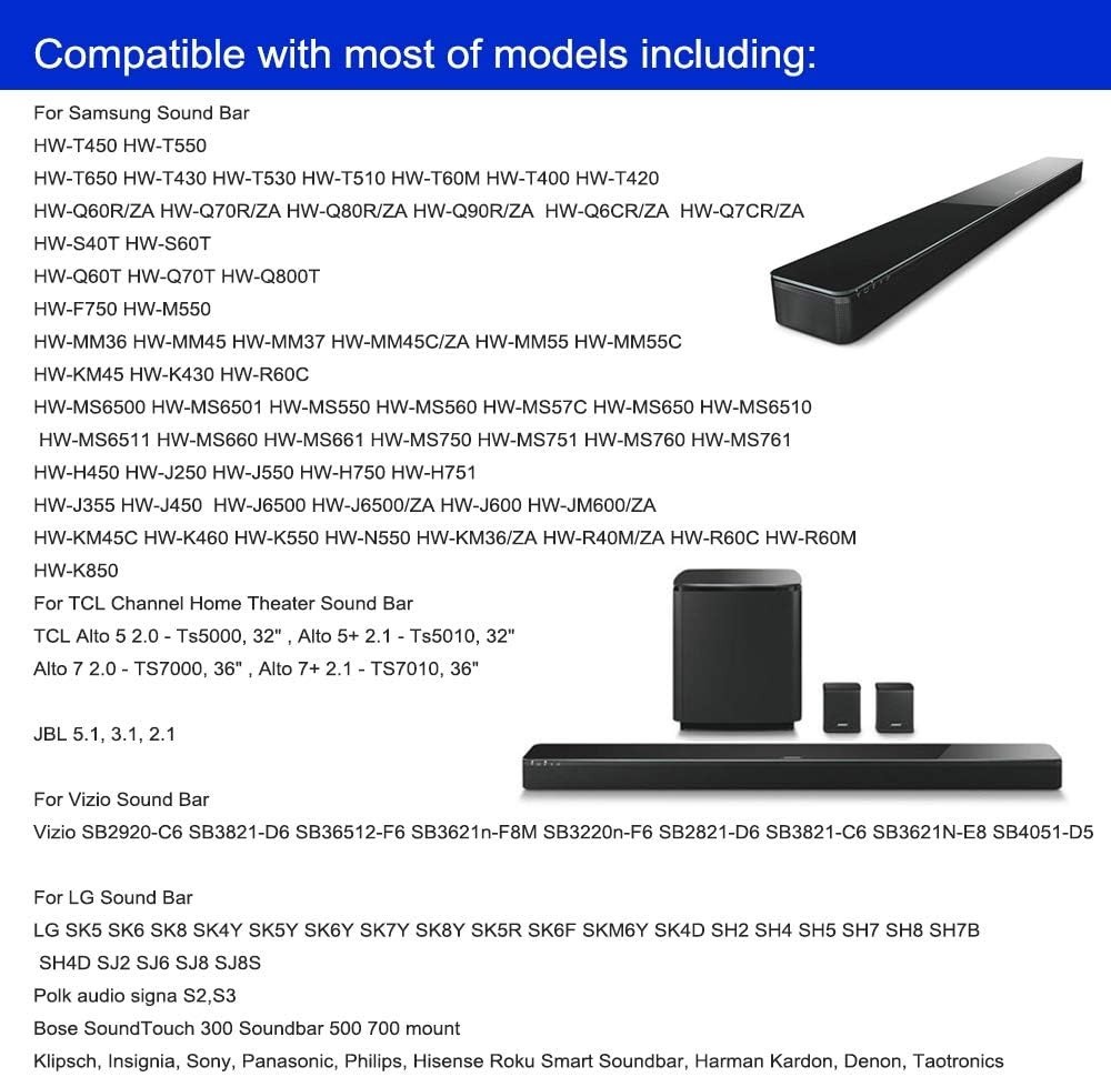 Universal Sound Bar Wall Mount Kit - Secure, Easy Installation, Waterproof