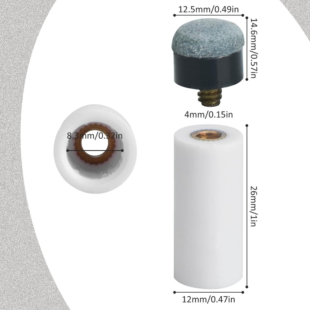 AccEncyc 12 Set Billiard Cues Tips Replacement Pool Cue with White