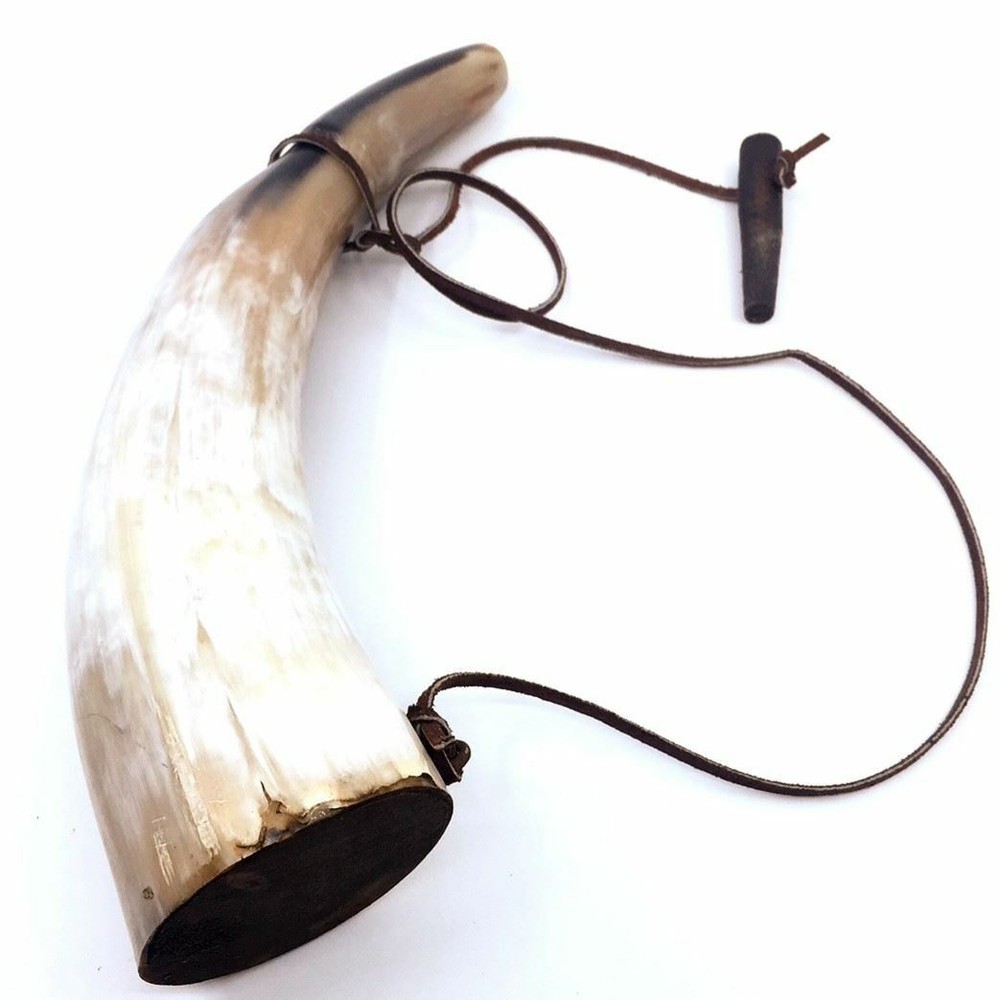 Vintage Steer Rustic Powder Horn 11.75" #2