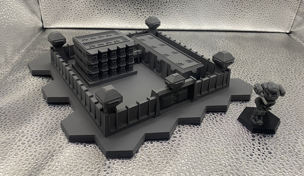 Security Compound w/ Hex Base, Tabletop War Game Terrain Battletech (6mm)