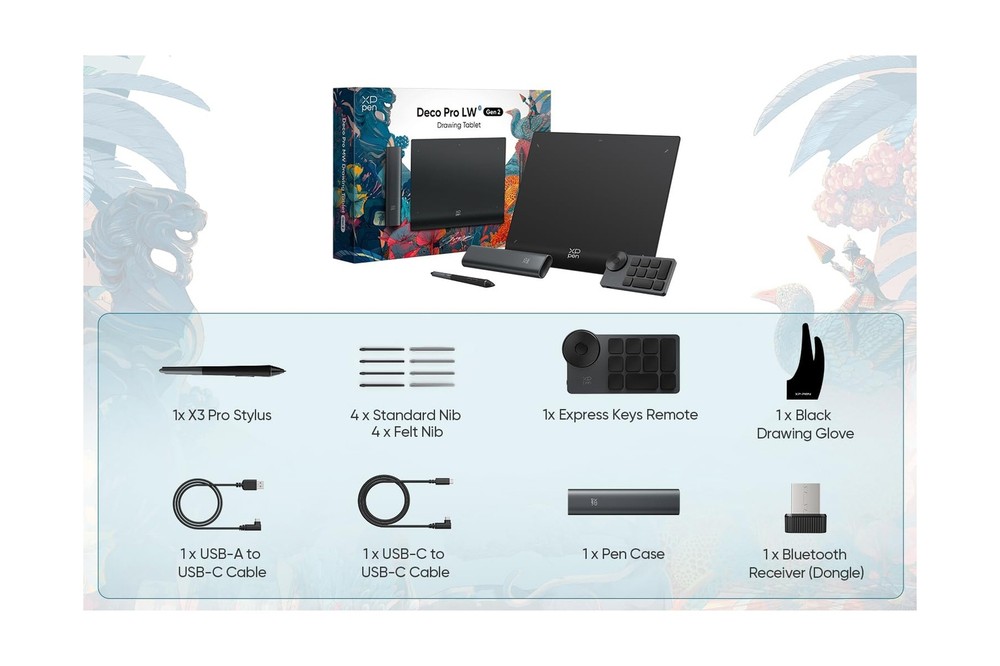 XPPen Wireless Drawing Tablet Deco Pro LW 2nd, 11 Inch Bluetooth Computer Gra...