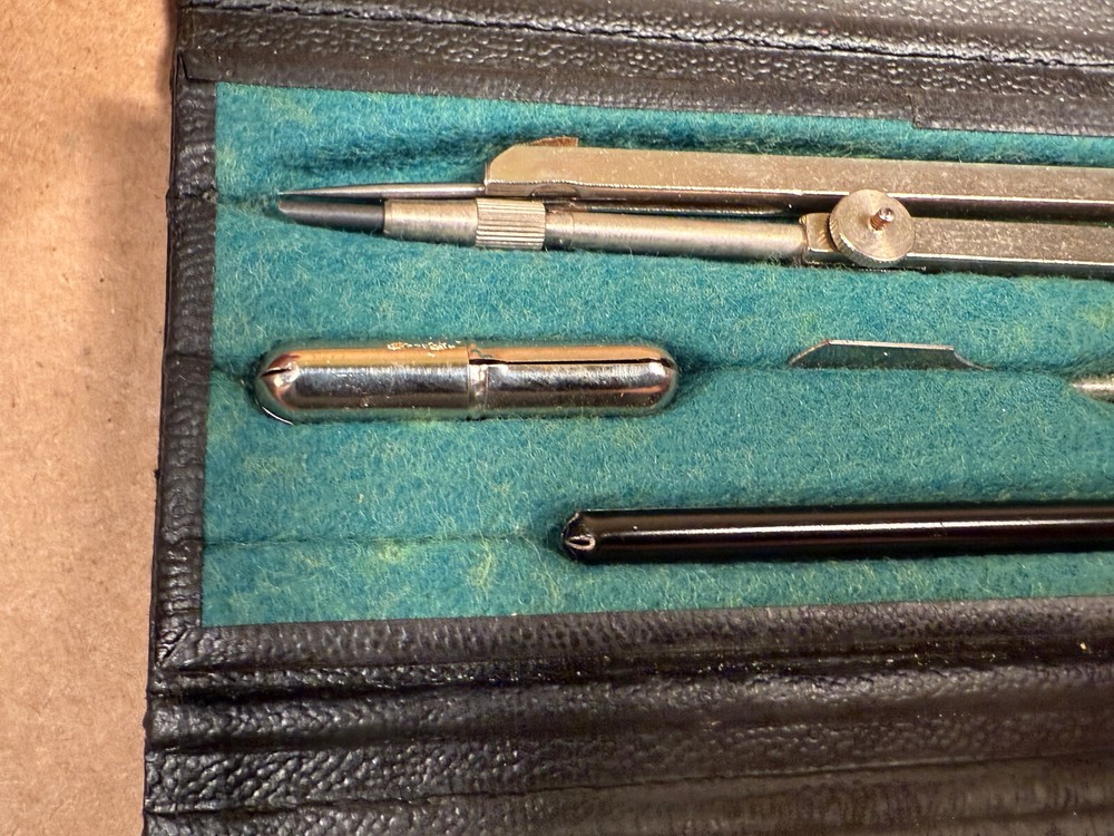 Vintage Waltham Drawing Instruments Small Case Germany Circle Drafting Compass