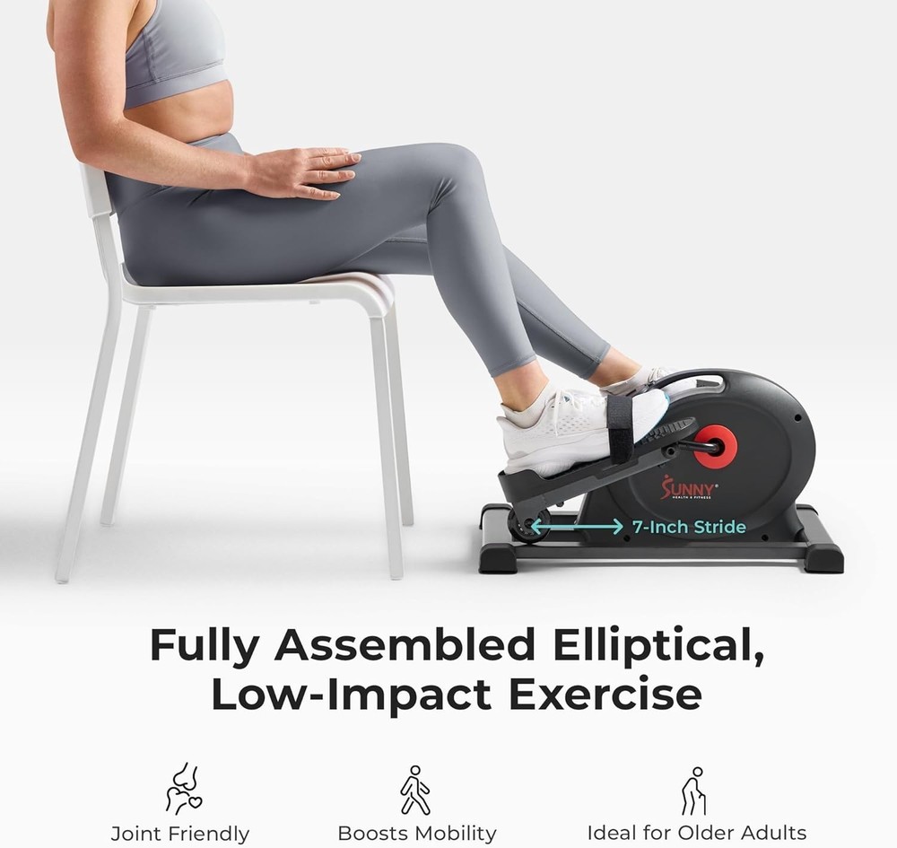 Sit and Pedal Mini Elliptical - Bluetooth Enabled, Adjustable, Safe for Seniors