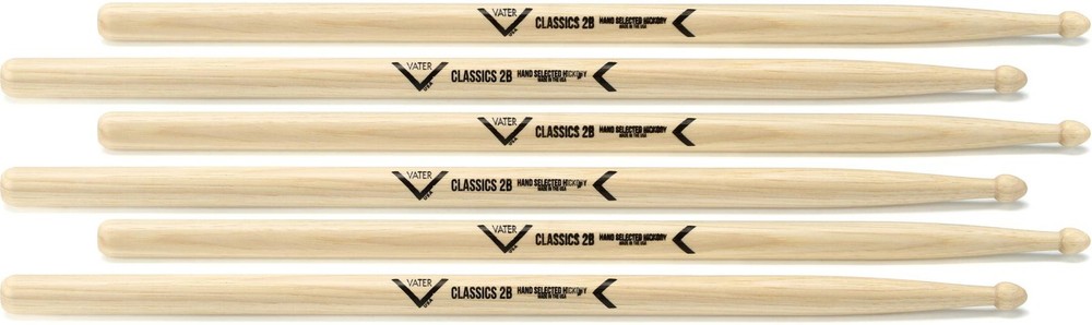 Vater Classics Drumsticks 3-pack - 2B - Wood Tip