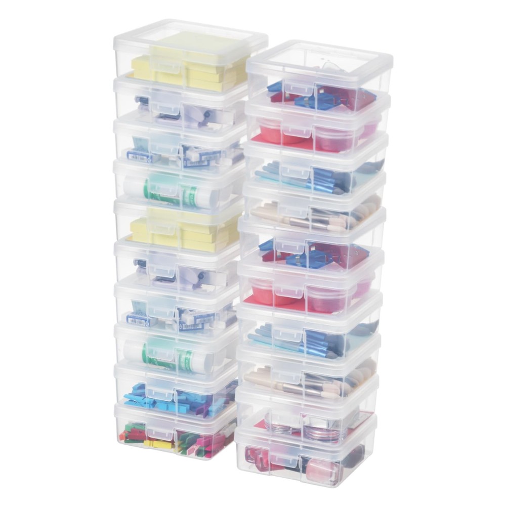 novelinks Small Plastic Storage Box Containers Small, 18 Pack -Clear