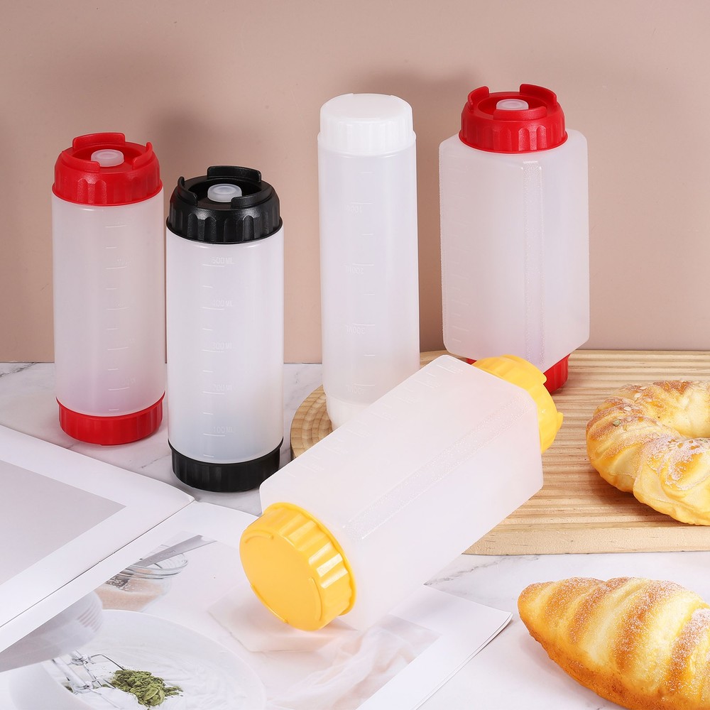 Condiment Squeeze Bottles for Sauces, 2pcs 16 oz Refillable Plastic Bottle