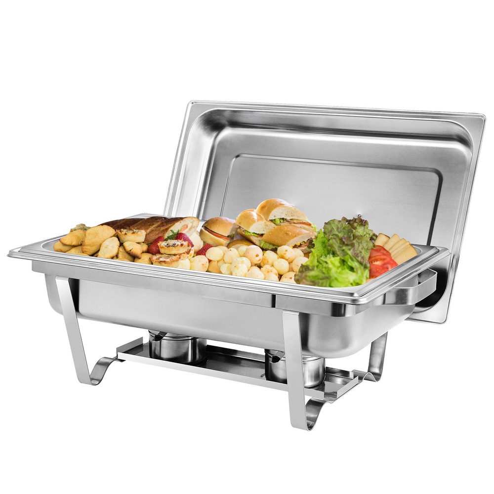 4 Pack Durable 8-Qt.Stainless Steel Rectangular Buffet Trays Chafer Chafing Dish