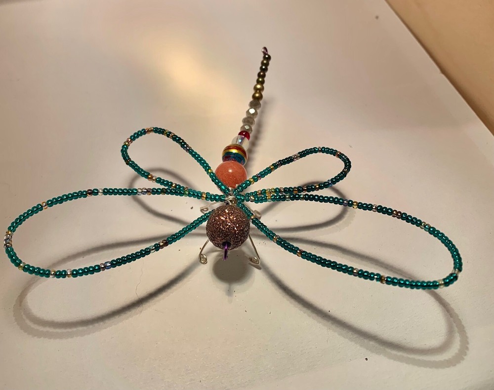 Handmade Beaded Wire MULTI-COLOR Turquoise DRAGONFLY