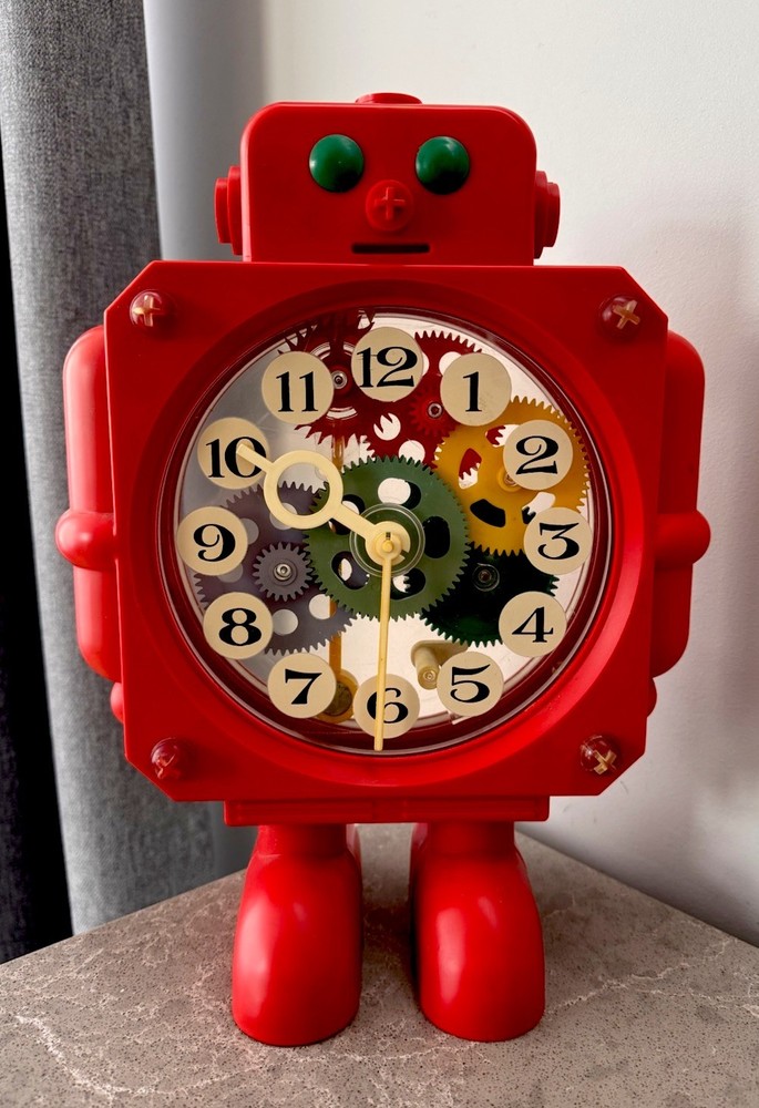 Vintage USSR Robot Clock Mechanical Clock Toy Robot Soviet Transparent Clock